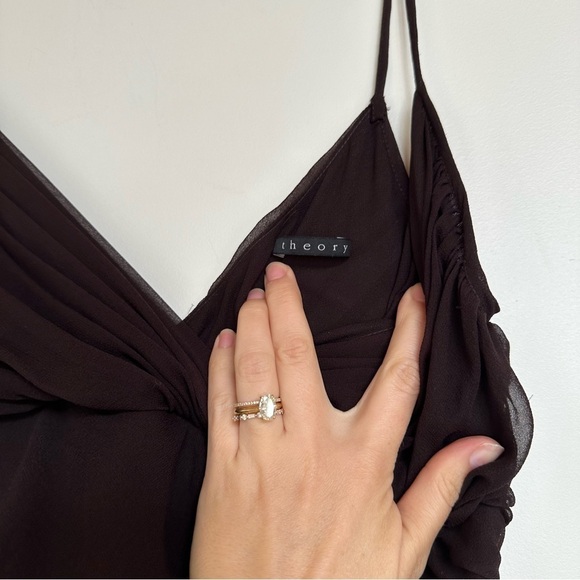 Theory Vintage y2k Silk Dress Chocolate Brown - Picture 4 of 9